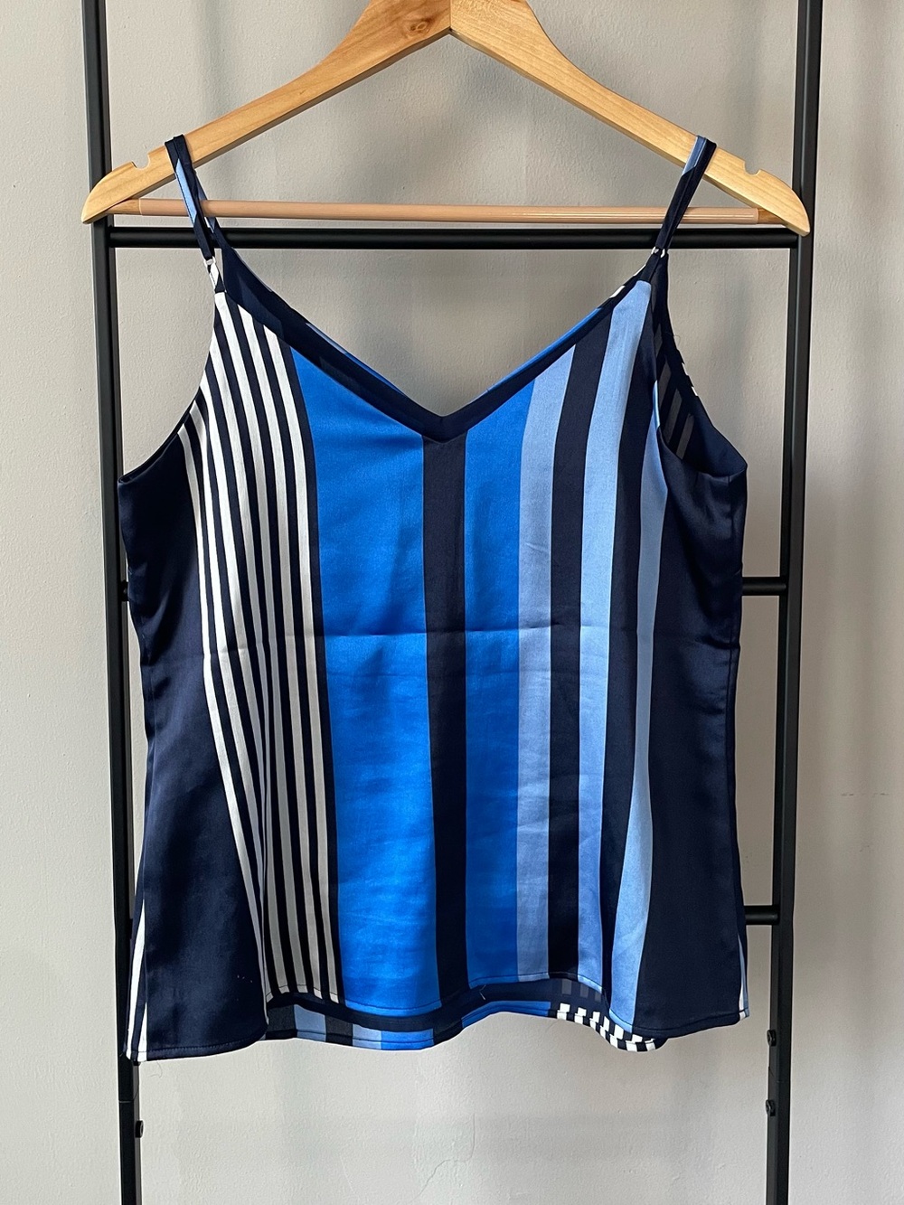 Banana Republic Blue and Black Striped Tank Top